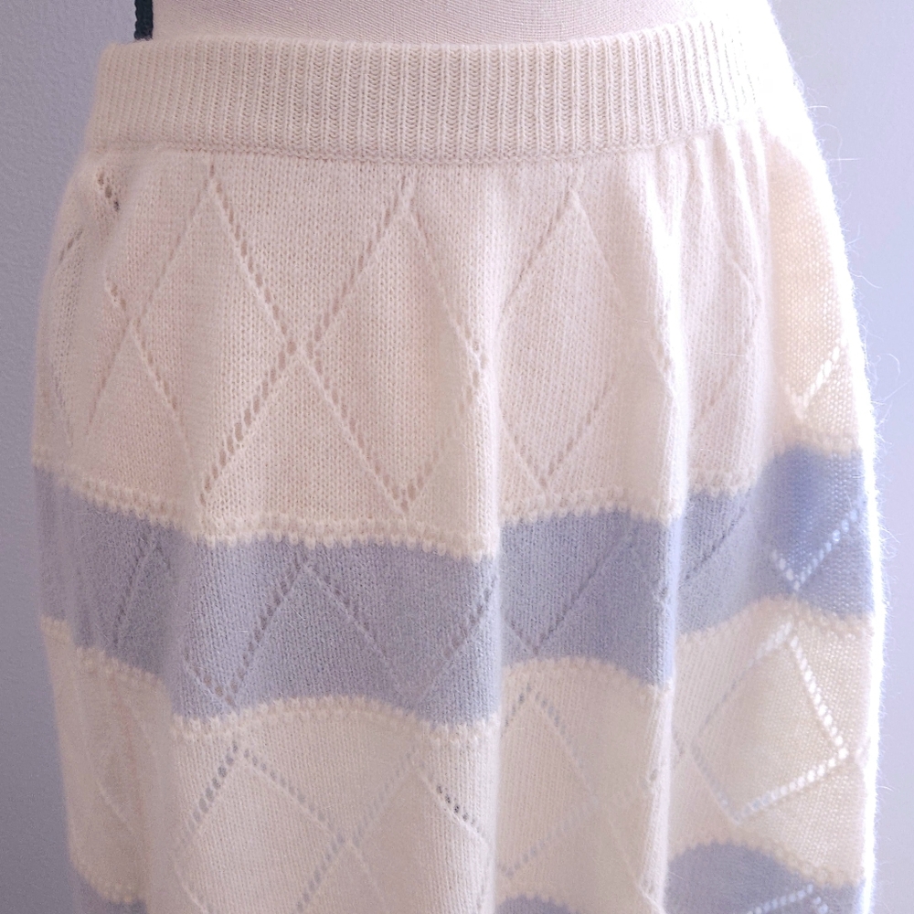 Dior NWT Vintage Knitted Wool Rabbit Hair Skirt A-Line Gray Striped Size Large - Picture 9 of 16